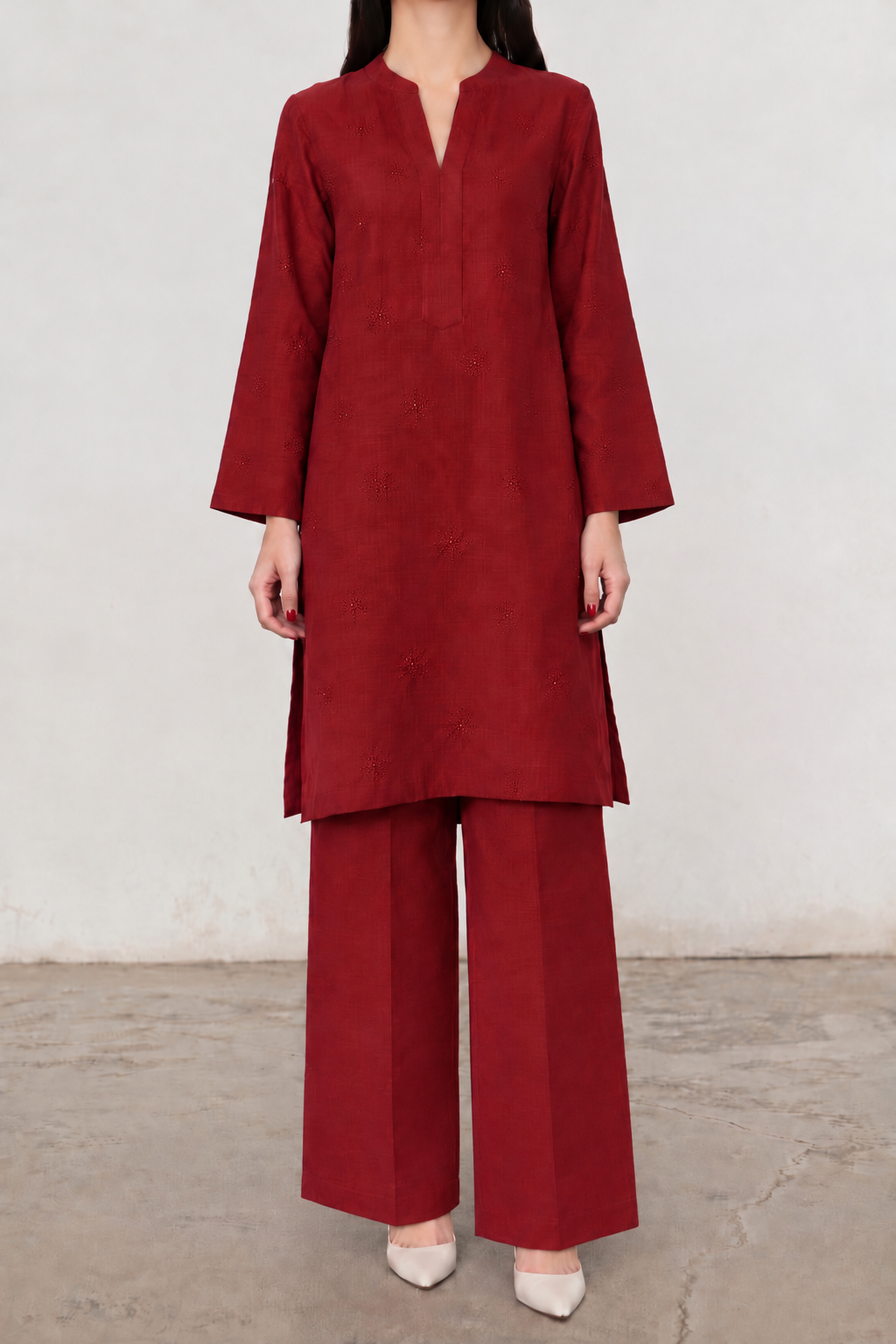 Red Desire - Embroidered Co Ord Set