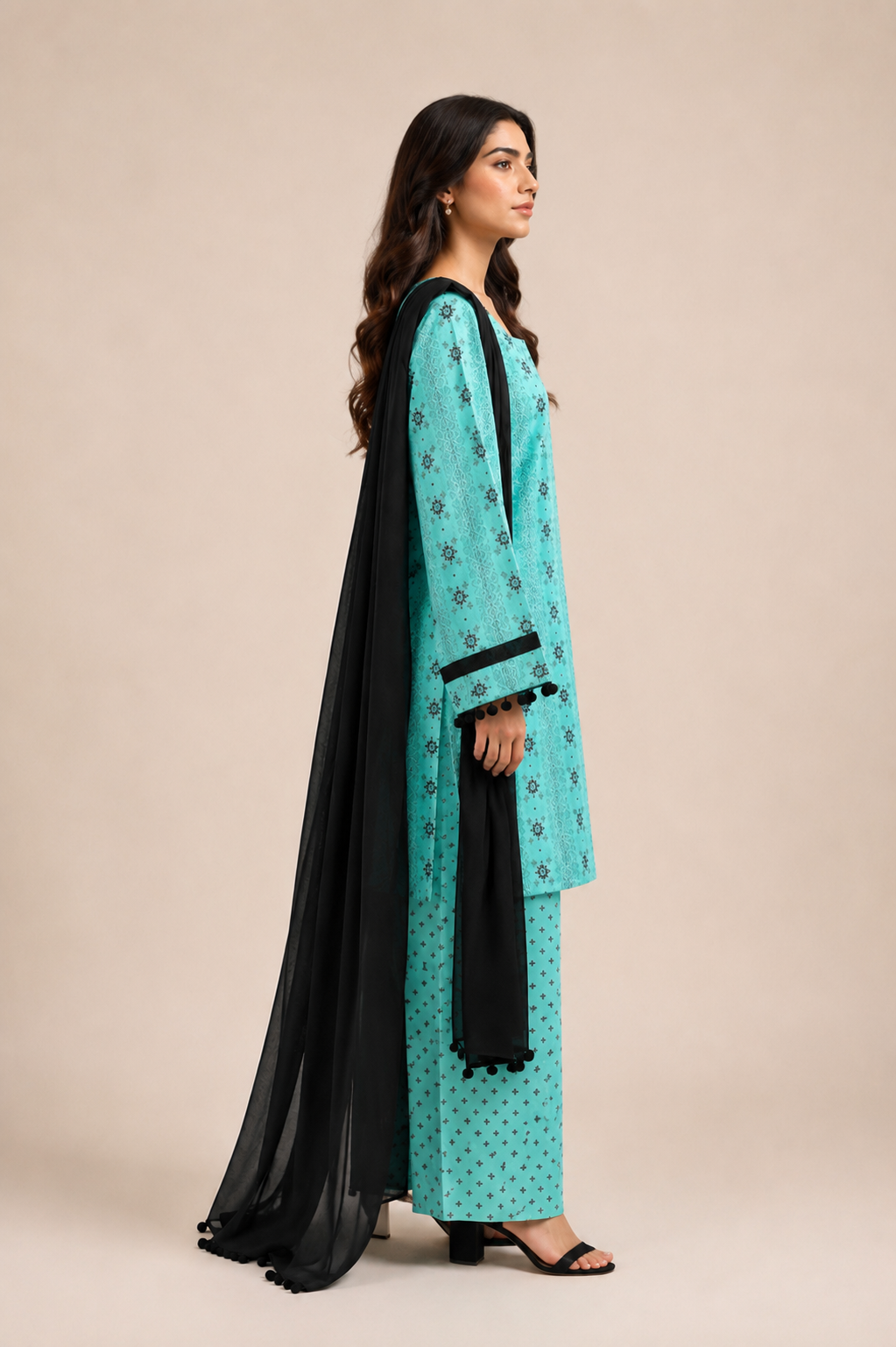 Aqua Eclipse – 3 Piece Printed Lawn Suit