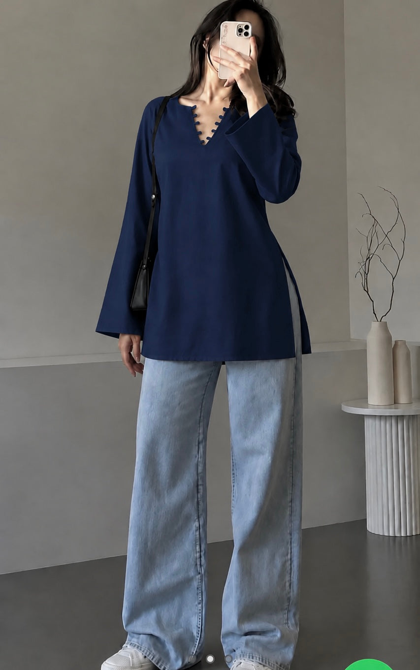 Midnight Blue - Short Kurta