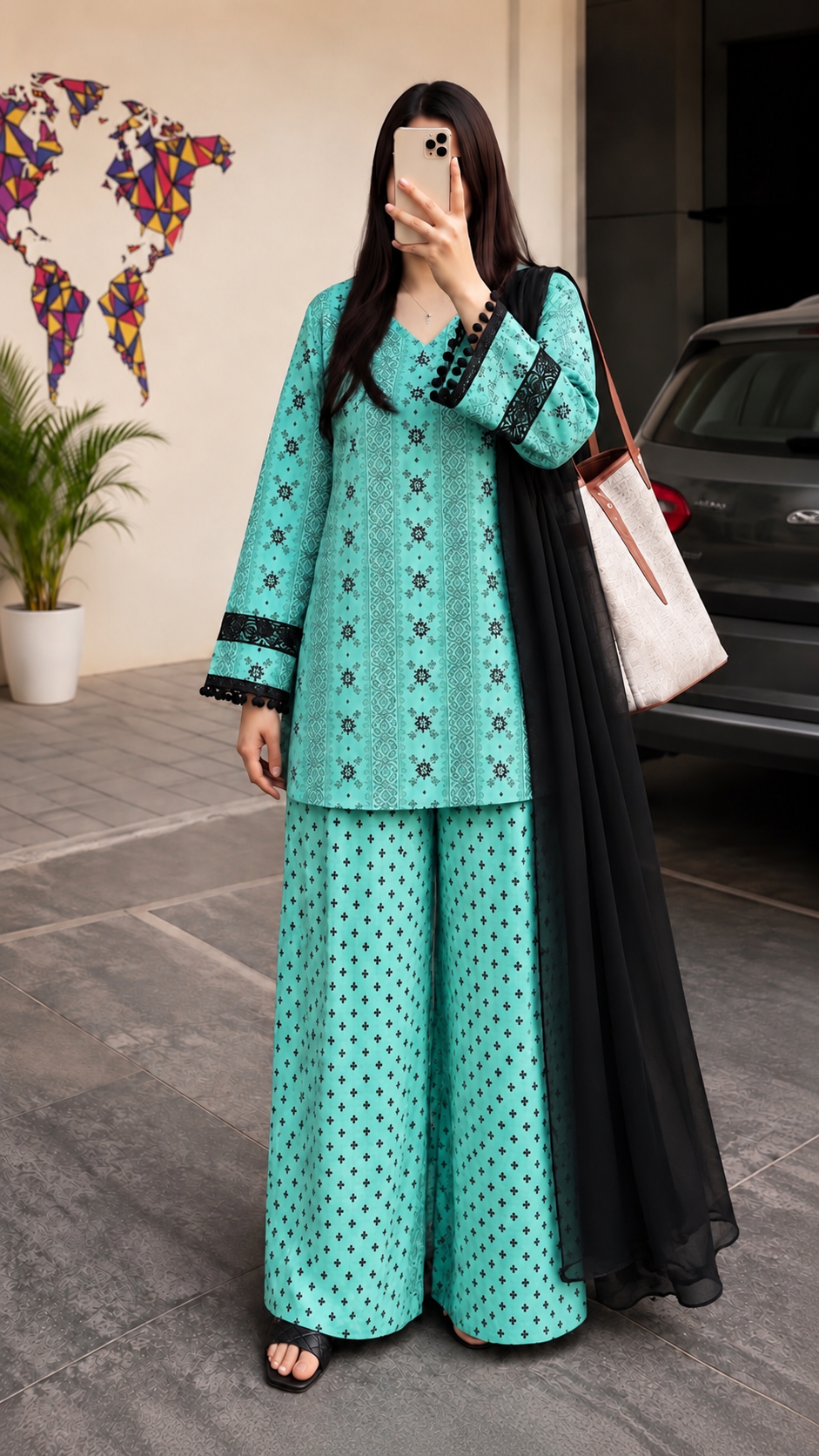 Aqua Eclipse – 3 Piece Printed Lawn Suit