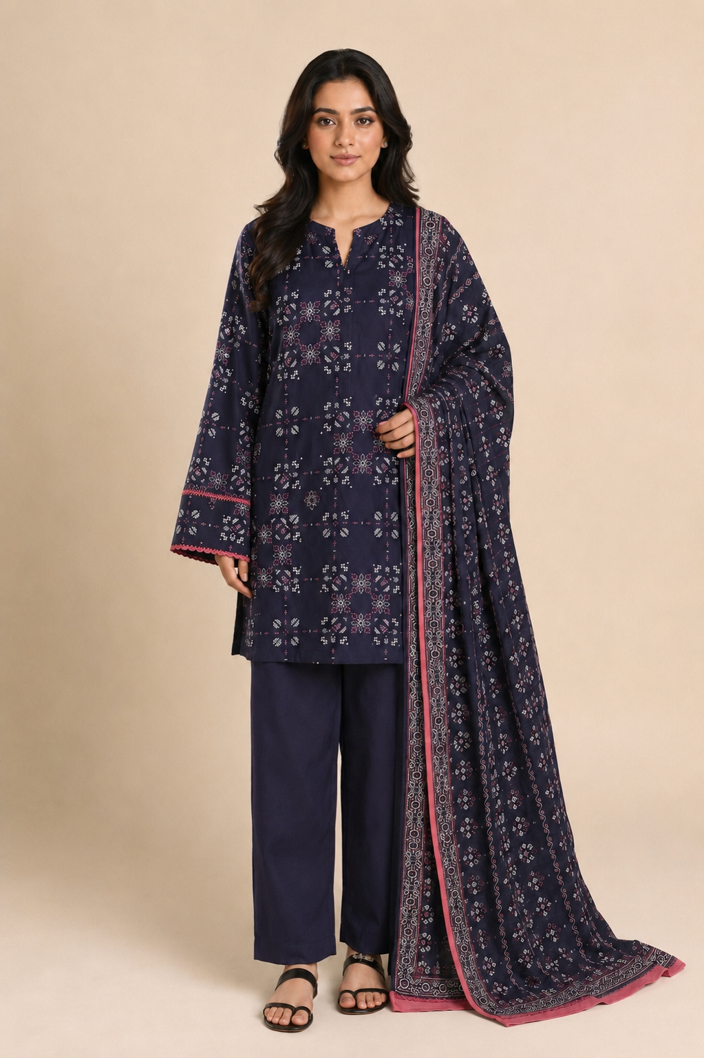Midnight Mosaic - 3pc Printed Suit